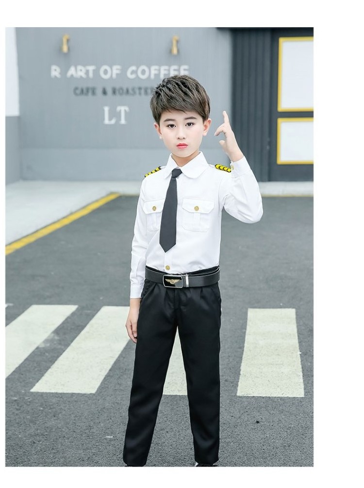 Halloween Cosplay Costume pilot uniform performance airline pilot uniform suit for kids