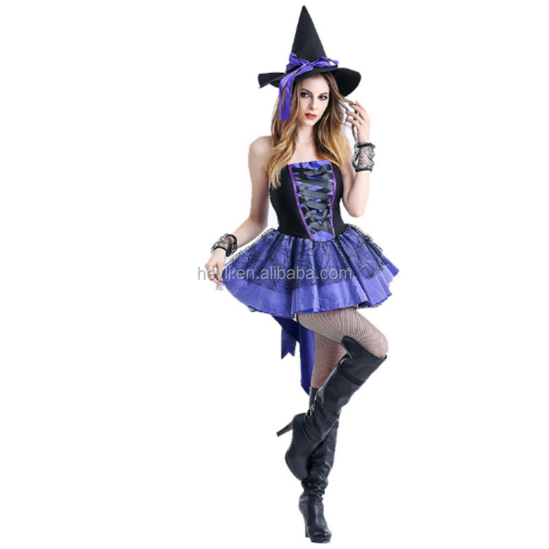 Purple dovetail halloween witch manufacturer party costume for adult