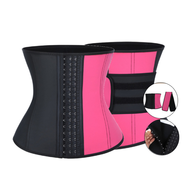 New Arrival Removable Waist Trainer With Logo Row Of Hooks Pink Waist Trainer Women Shaper