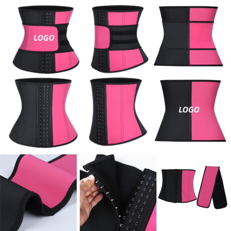 New Arrival Removable Waist Trainer With Logo Row Of Hooks Pink Waist Trainer Women Shaper