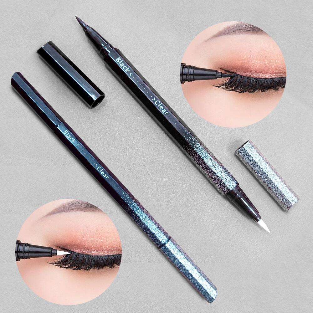 Newest 3 in 1 Vegan waterproof sticky Gel Black liquid tube magic eyelash glue eyeliner lash glue pen adhesive eyeliner pen