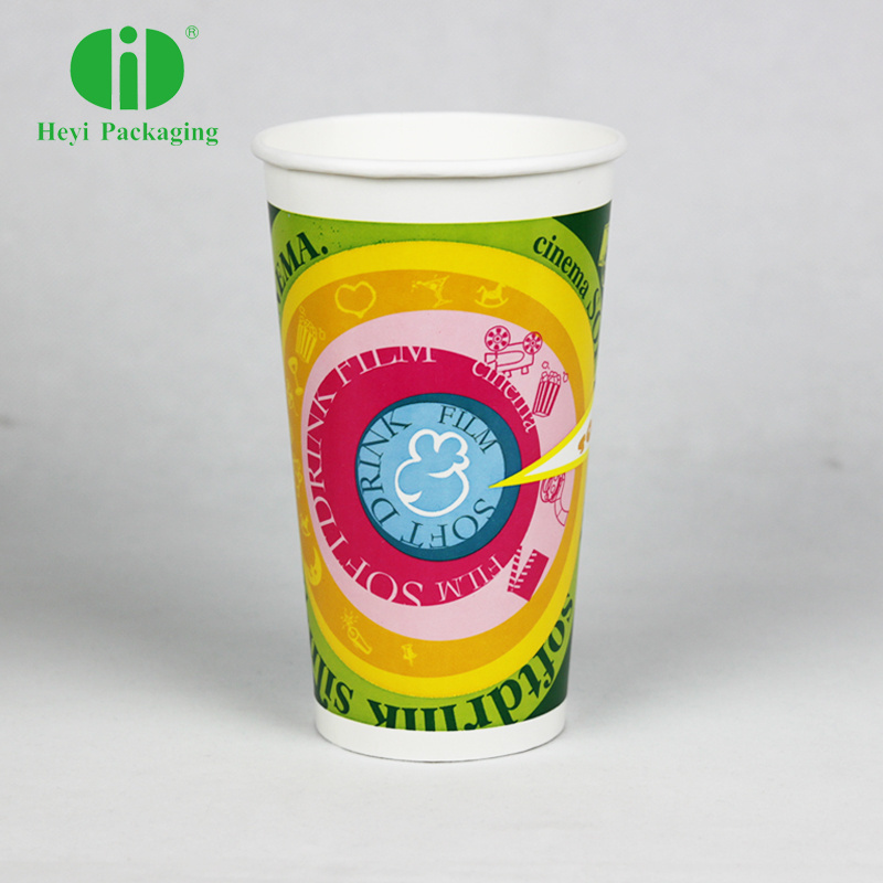 disposable 16oz Custom printed cold soda drink paper cup