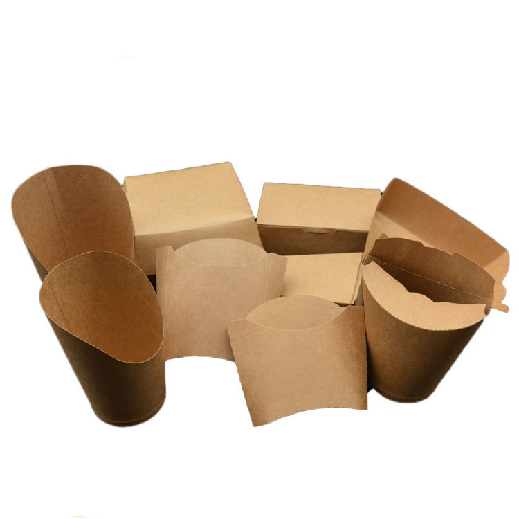 Disposable French Fries Box Cone Chips Oil Proof Triangle Chips Box Take Out Food Packaging Box