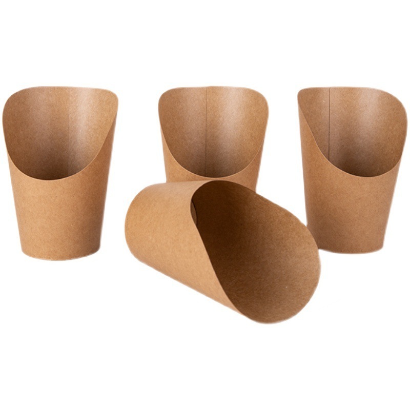 Custom Printed Unique Paper Scoop Cup kraft French Fries Cup Paper French Fries Cone Holder