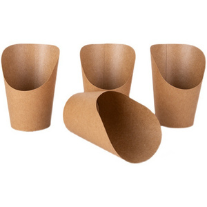 Custom Printed Unique Paper Scoop Cup kraft French Fries Cup Paper French Fries Cone Holder