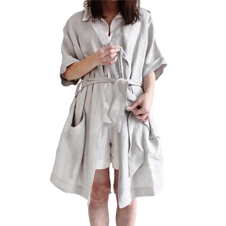 2022 Wholesale Winter Sexy Women Sleep Blank Grey Bath Linen Kimono Robe