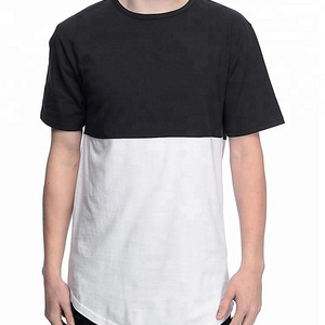 Mens Longline Half Black Half White Two Tone Colour Block T Shirt 2022