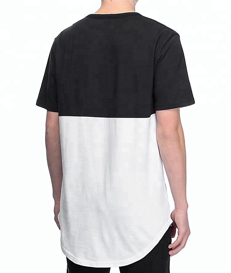 Mens Longline Half Black Half White Two Tone Colour Block T Shirt 2022