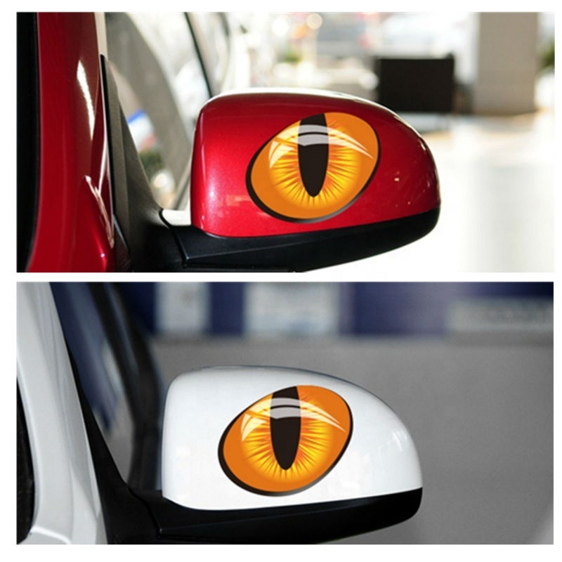 Cute Simulation Cat Eyes Car Stickers 3D PET Reflective Rearview Mirror Car Head Engine Cover Windows Decoration Wrap Stickers