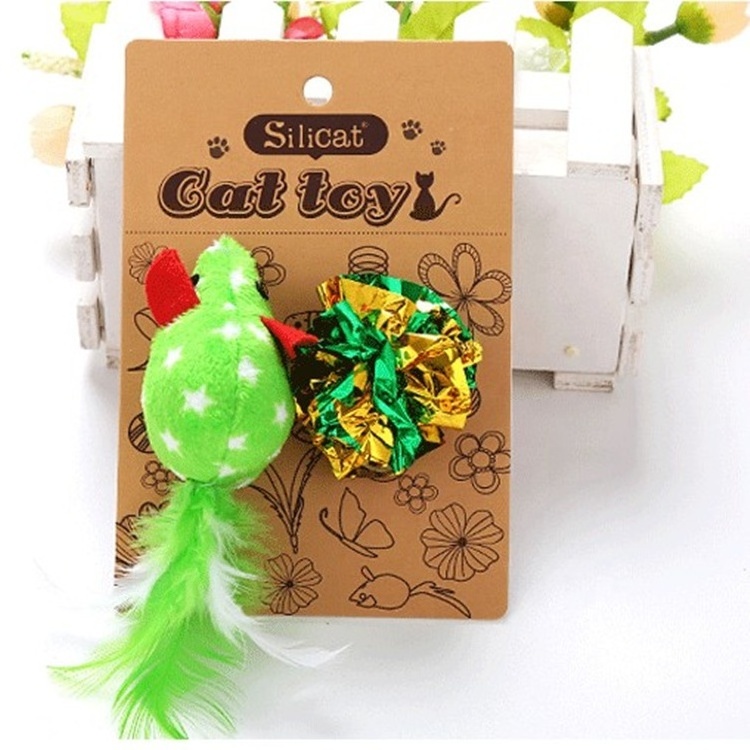 Wholesale interactive catnip cats kittens toys Christmas gift set soft plush mouse balls cat mint chew toys with feather tails