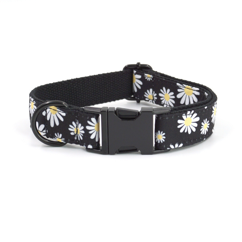 Cute design black daisy harness for puppies collar leash dog harness manufacturers bulk sale personalized Custom