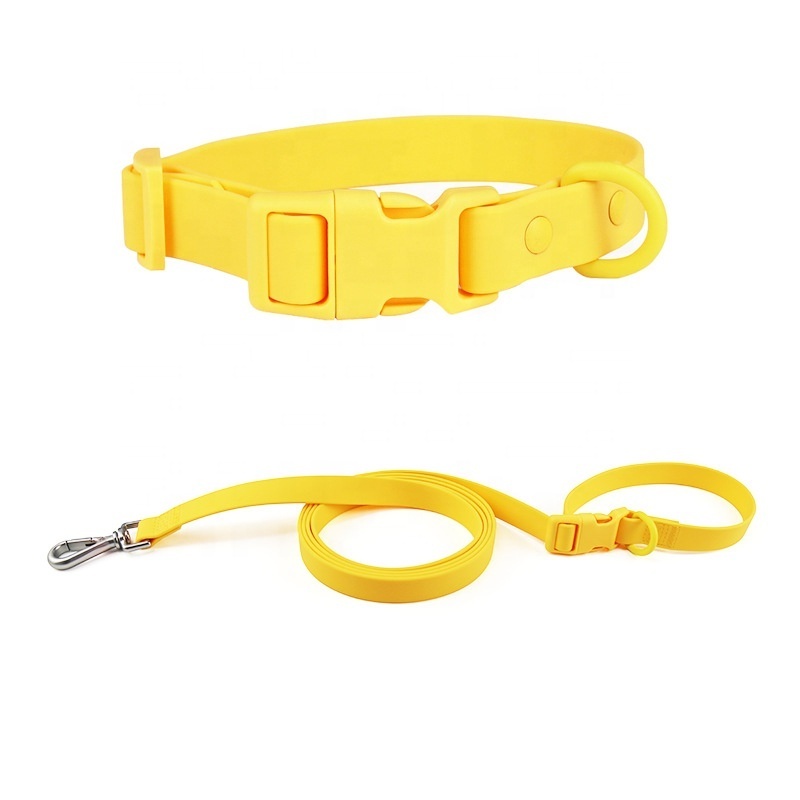 Custom color waterproof soft dog collar PVC premium quality biothane PVC dog collar and leash coated  no slip pvc dog collar