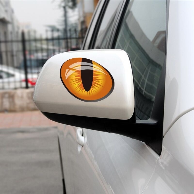 Cute Simulation Cat Eyes Car Stickers 3D PET Reflective Rearview Mirror Car Head Engine Cover Windows Decoration Wrap Stickers