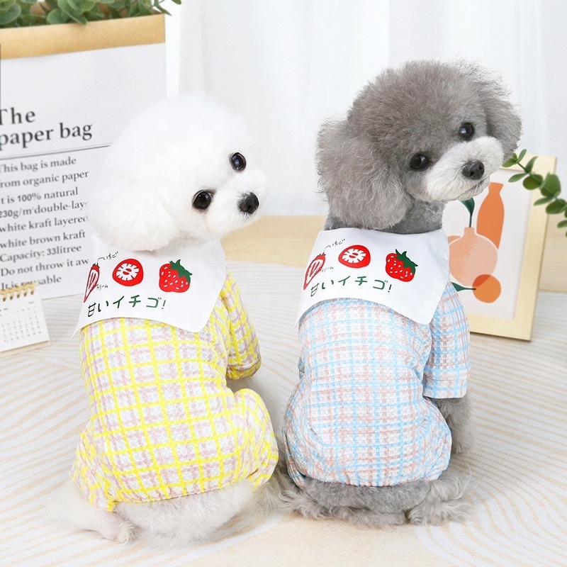 Dogie accessories small dog clothes sweet strawberry collar fashion dog pajamas sleeping cheap wholesale pet dog clothes bulk