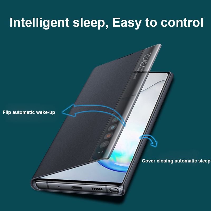 Smart Flip-Free Answering All Inclusive Mirror Phone Case For Samsung Galaxy Note 10 / Note 10+/Plus Protective Leather Cover