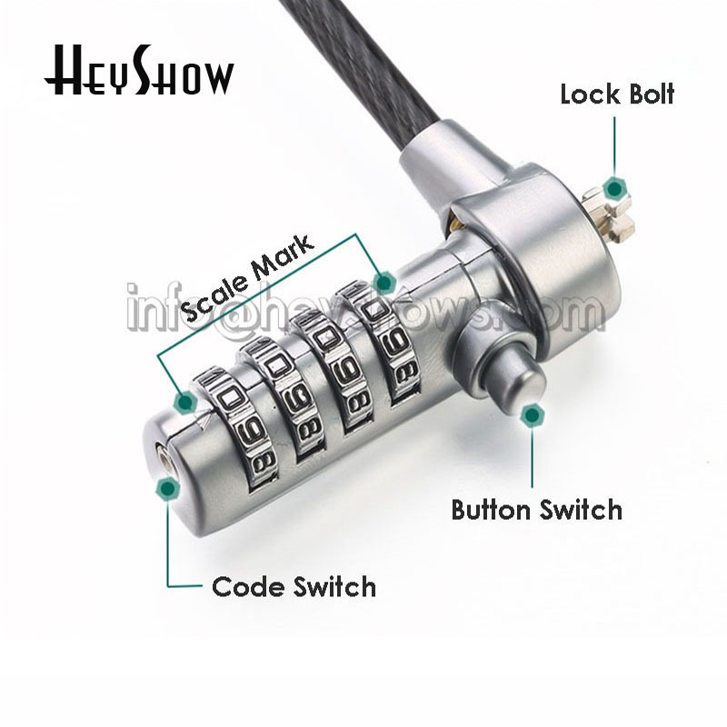 HeyShow 4 Digit Laptop Security Password Lock Cable Computer Steel Wire Anti-Theft Chain Portable Notebook PC Combination Locks