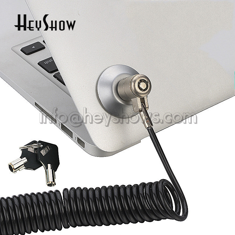 Spring Steel Wire Laptop Lock Computer Security Cable Notebook Anti Theft Coil Rope Cord Black For All PC