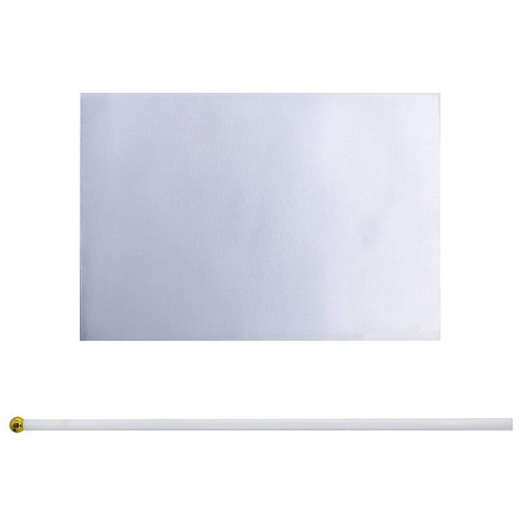 Custom Cheap Pure Solid Blank Hand Waving Flags White Fans Hand Held Stick Flag