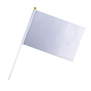 Custom Cheap Pure Solid Blank Hand Waving Flags White Fans Hand Held Stick Flag