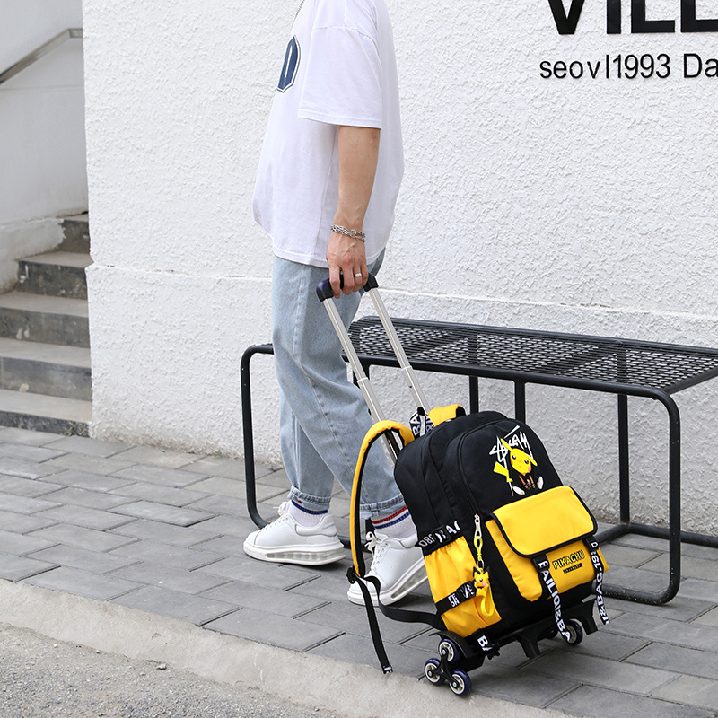 Hot Wholesale Boys Trolley Backpack Student School Bag with wheels Detachable Waterproof Kids Causal Sports Bag Luggage Backpack