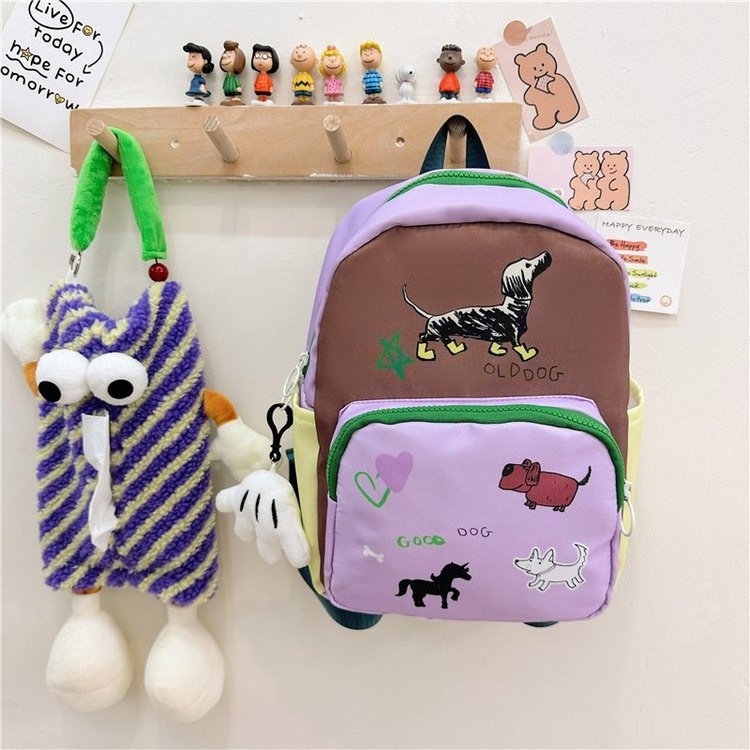 Factory 2024  kids cute school bags dog pattern kawaii kids backpack girls child polyester school backpack lightweight outdoor