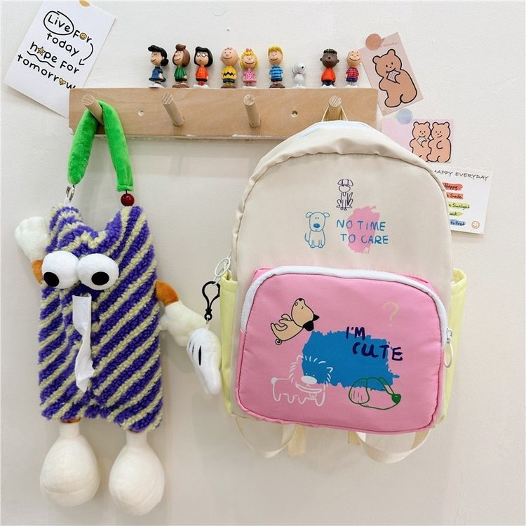 Factory 2024  kids cute school bags dog pattern kawaii kids backpack girls child polyester school backpack lightweight outdoor