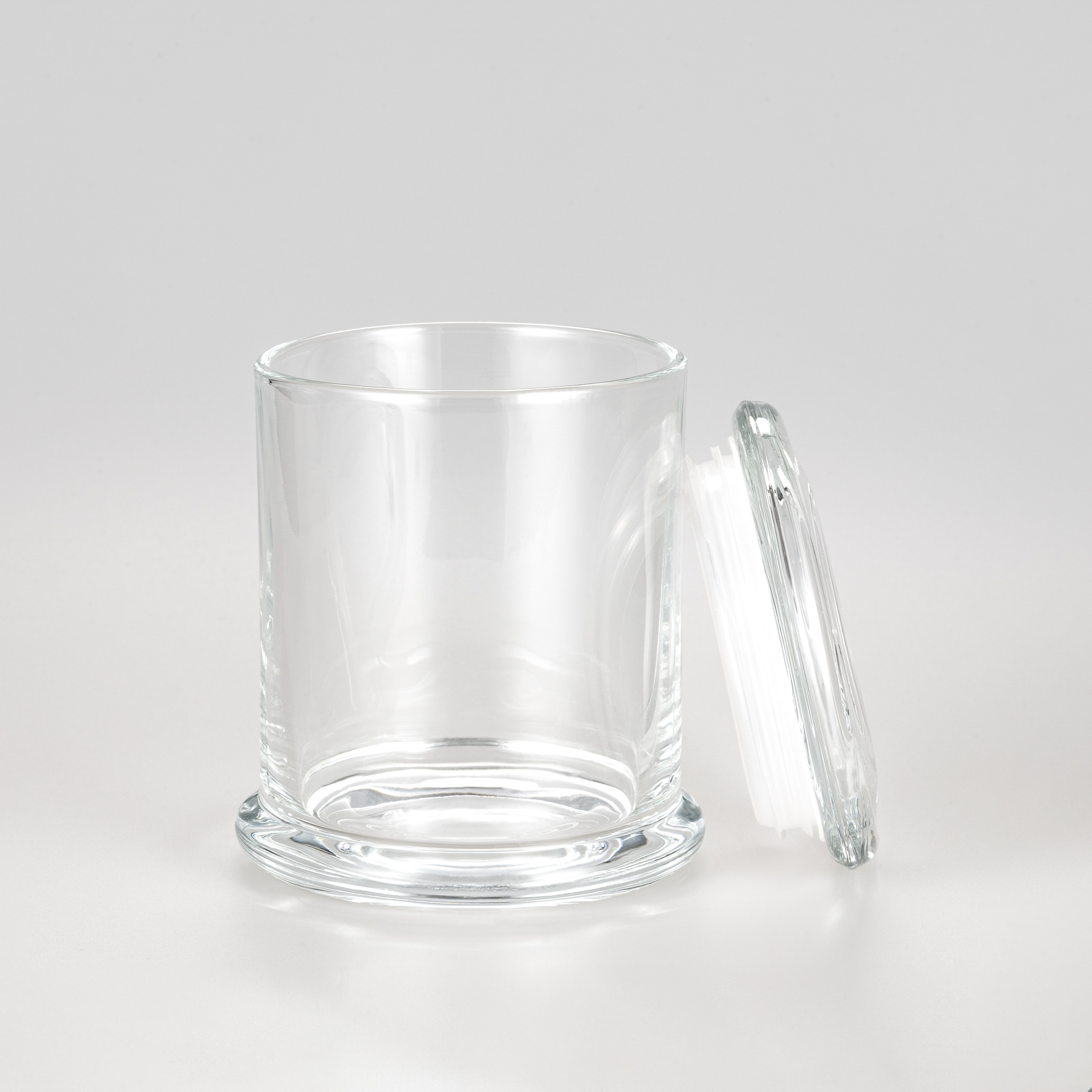 12oz Clear Glass Candle Jar with Glass Lid gasket included for Home Decoration and candle making