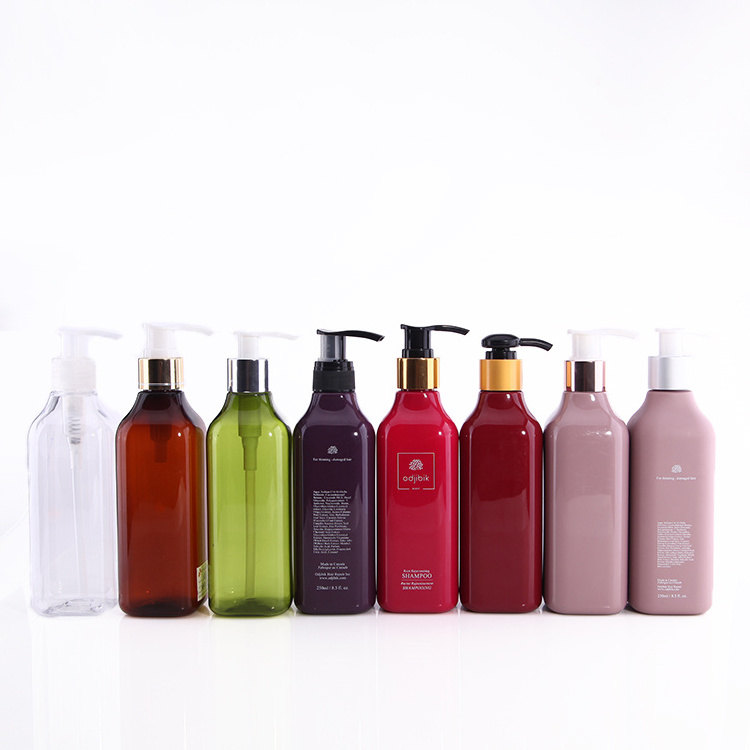 250ml 300ml 350ml Wholesale Square Shape Lotion Pump  Plastic Shampoo Bottle