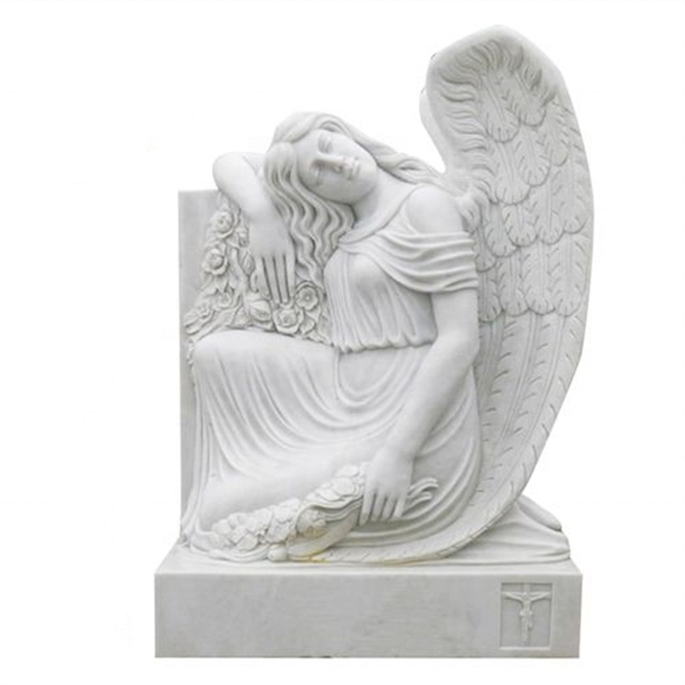 Custom outdoor marble angel statue tombstone marble baby tombstones white marble angel memorial headstone