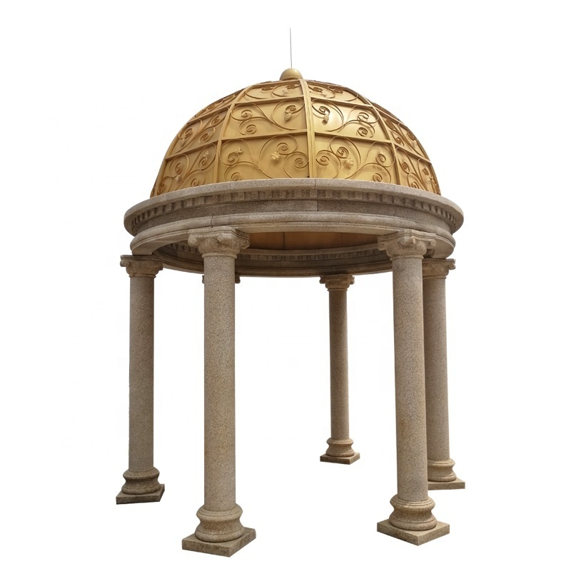 Hand carving pink marble gazebo natural stone pavilion large marble gazebo chinese style stone gazebo