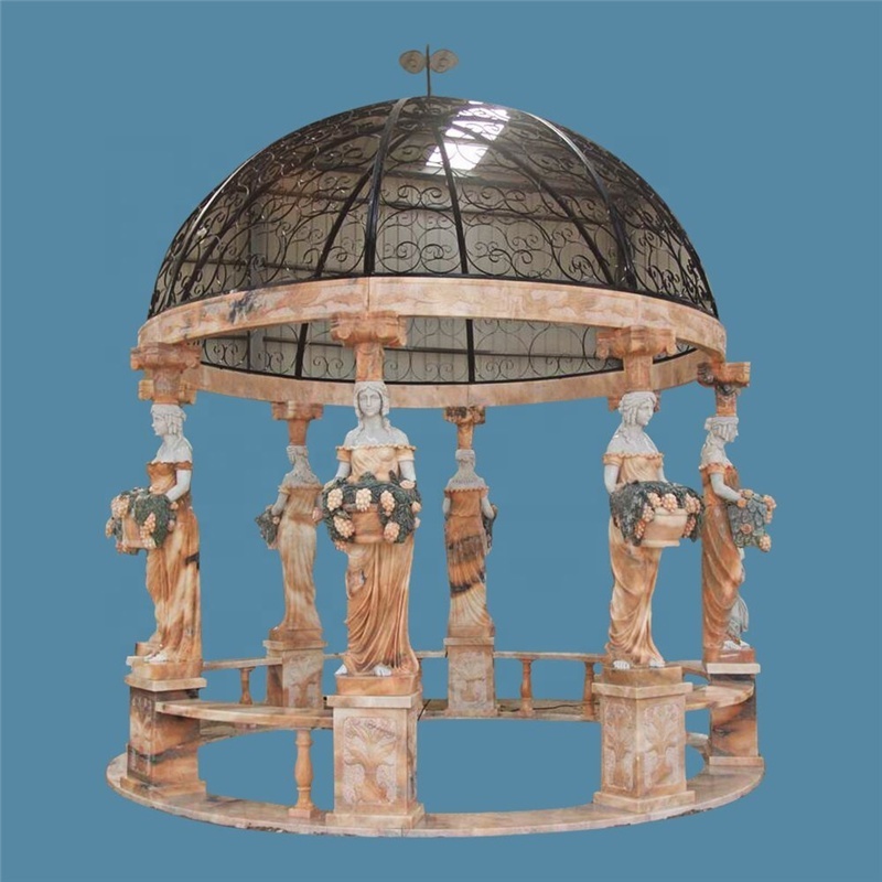 Cast iron garden gazebo marble made hand carved garden roman stone gazebo marble luxury garden gazebo