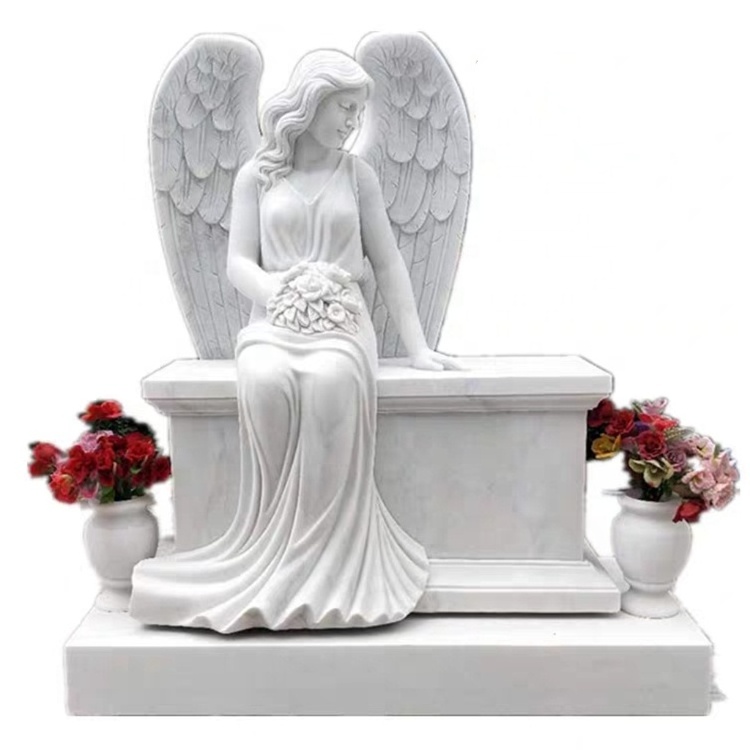 Engraved rose headstone tree shaped headstone headstone prices muslim white marble tombstone with angel statue