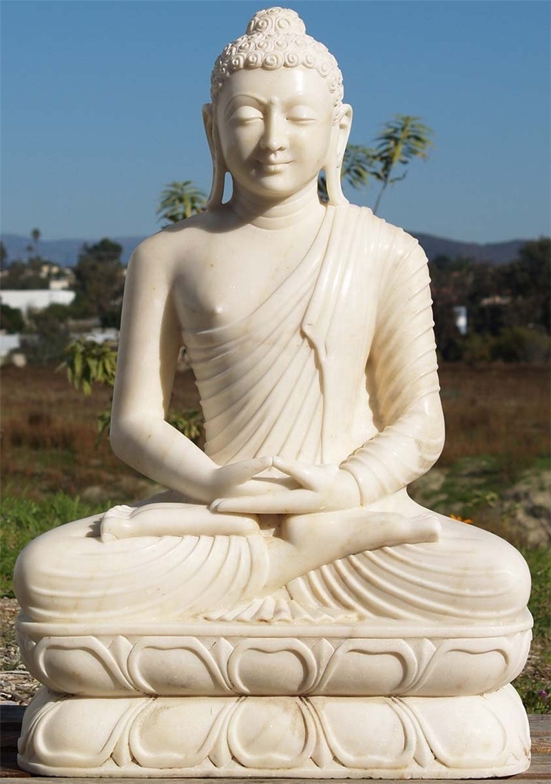 Chinese hand carved stone buddha statue sculpture outdoor large white marble stone laughing buddha statue for sale