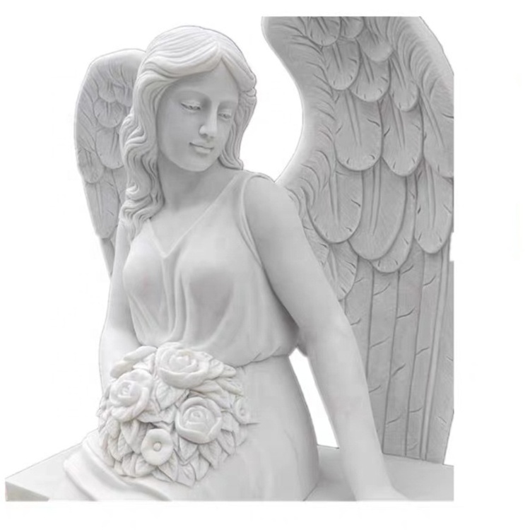 Engraved rose headstone tree shaped headstone headstone prices muslim white marble tombstone with angel statue