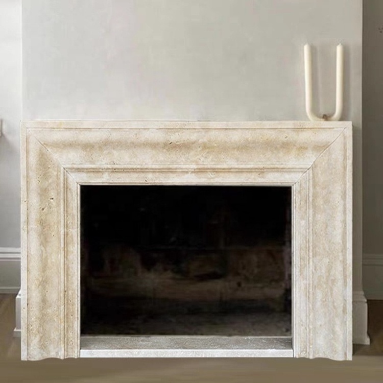 Beige fireplace mantel stone fireplaces for indoor decoration marble fireplace