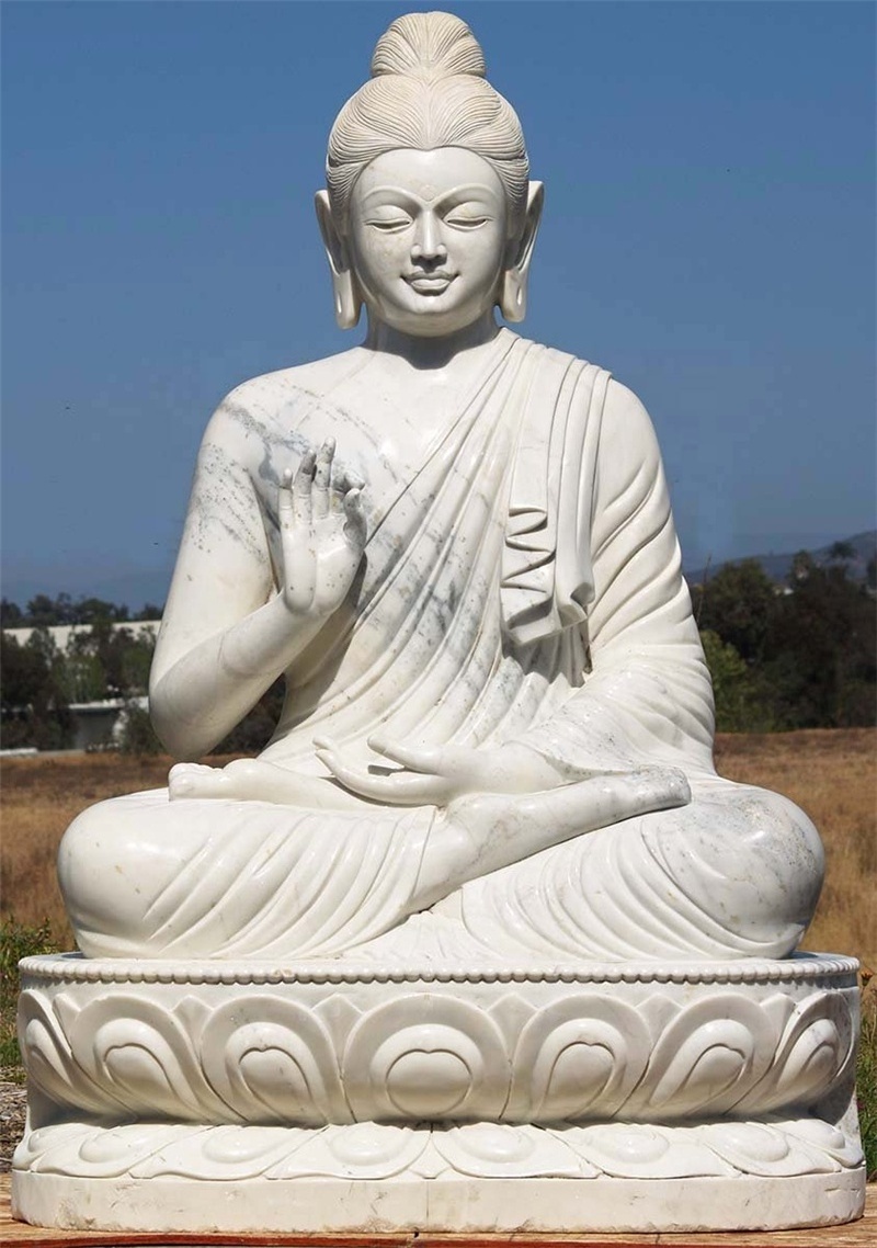 Chinese hand carved stone buddha statue sculpture outdoor large white marble stone laughing buddha statue for sale