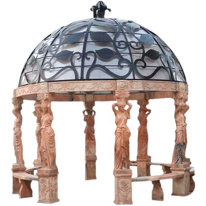 Cast iron garden gazebo marble made hand carved garden roman stone gazebo marble luxury garden gazebo