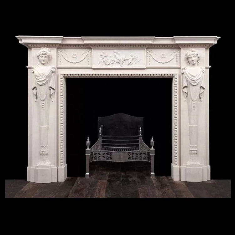 Fireplace mantle of natural stone marble fireplace decoration white marble fireplace stove surround