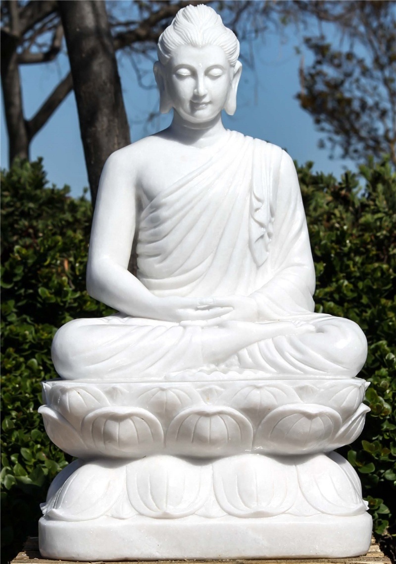 Chinese hand carved stone buddha statue sculpture outdoor large white marble stone laughing buddha statue for sale