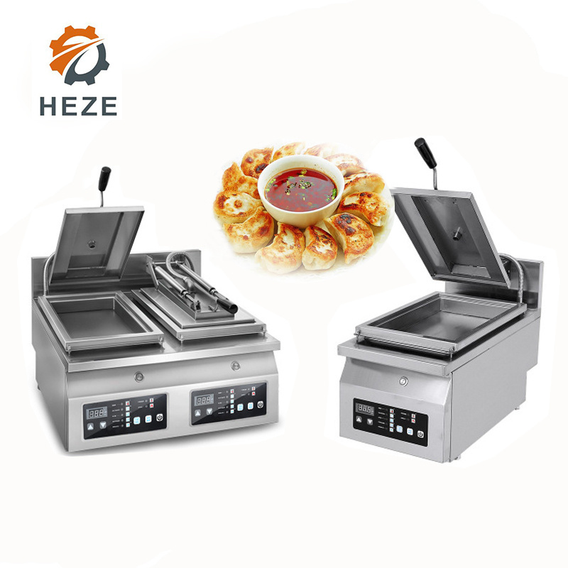 220 Voltage Electrical Automatic Dumpling Gyoza Frying Machine/ Pan Fry Pork Bun Cooker