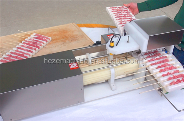 Bulk Mutton Chicken Meat Skewer Machine Shish Kebab Making Souvlaki Skewer Machine