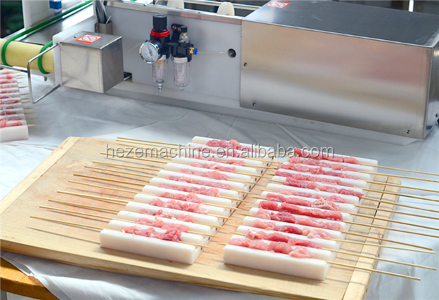 New Good Automatic Satay Skewer Machine Souvlaki Meat Beef Chicken Pork Skewer Machine Beef Kebab String Machine