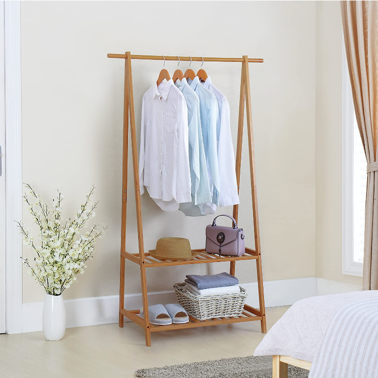 Best selling portable extra large entryway bedroom bamboo wood clothes rack