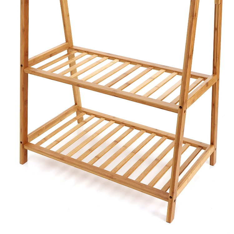 Best selling portable extra large entryway bedroom bamboo wood clothes rack