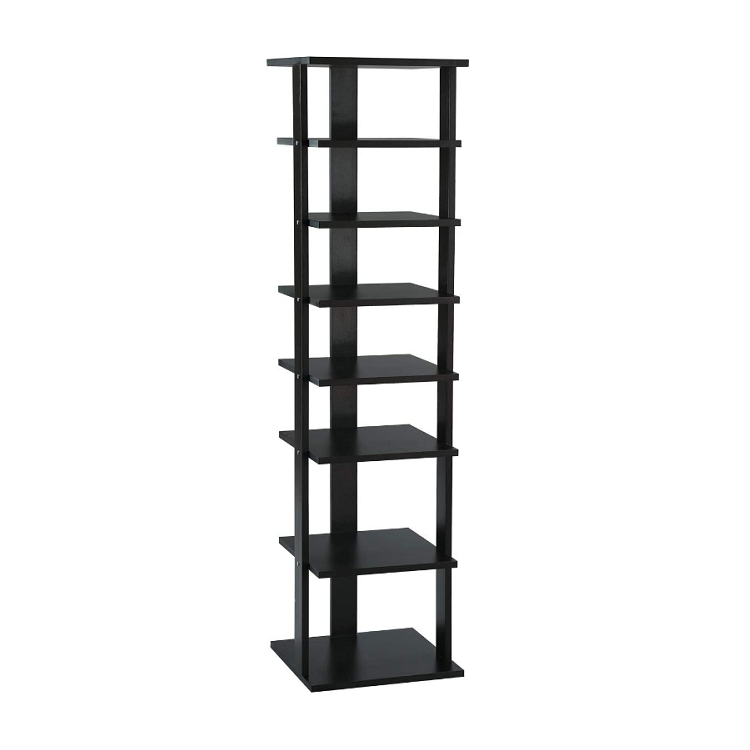 Tall narrow shoe storage tower corner black wooden 7 tier shoe shelves shoes organizer