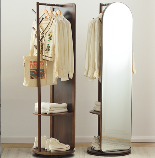 Rotating Wooden Standing Coat Rack  Length Dressing Mirror Frames Full Length Mirror