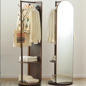 Rotating Wooden Standing Coat Rack  Length Dressing Mirror Frames Full Length Mirror