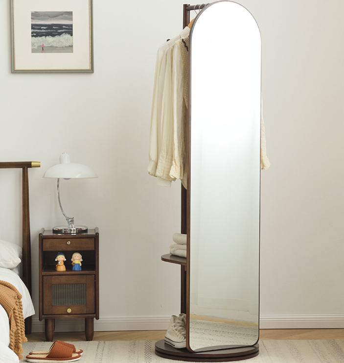 Rotating Wooden Standing Coat Rack  Length Dressing Mirror Frames Full Length Mirror