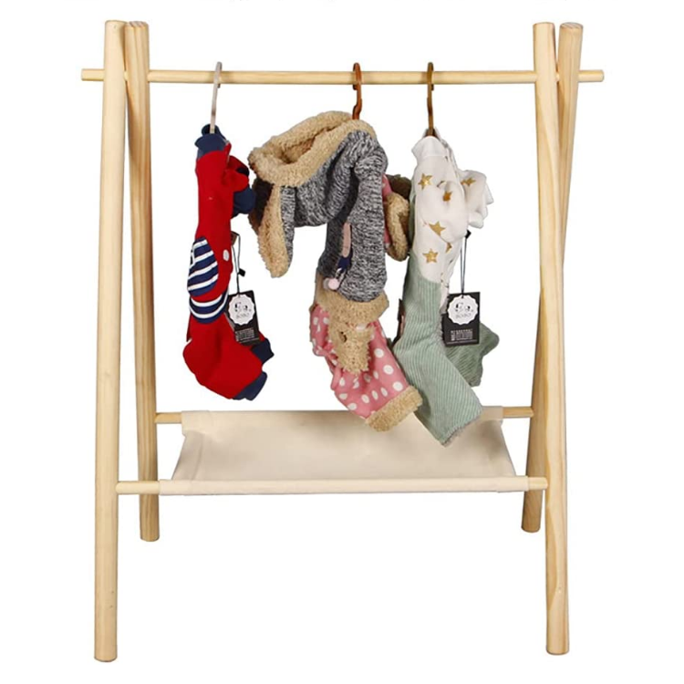 New design classic clothes organizer floorstanding pets baby clothes rack wood