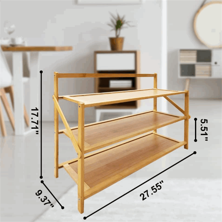 3 Tier Bamboo Shoe Rack Organizer Indoor Entryway Wooden Shoe Rack Storage Organizer